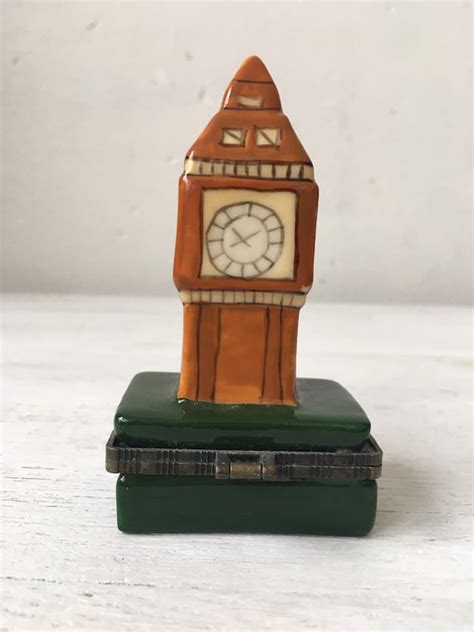 Big Ben Miniature Porcelain Trinket Box London Clock Gem