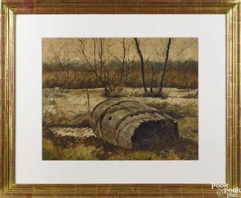 Jamie Wyeth American B 1946 Watercolor Titled The Rain Barrel