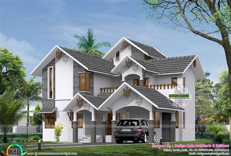 Sloped Roof 2900 Square Feet 4 Bedroom Home Kerala Home Design And
