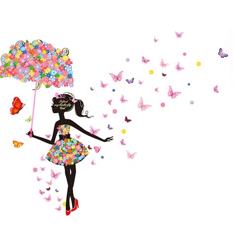 I love that we have the flexibility to resize it however we like! Unique Bargains Umbrella Butterfly Flower Girl Wall Sticker Removable Art DIY Vinyl Decal Home ...