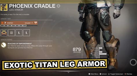Destiny 2 Shadowkeep Exotic Titan Leg Armor Phoenix Cradle Youtube
