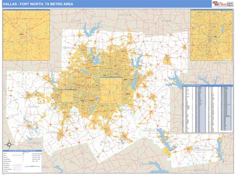 Dallas Ft Worth Texas Wall Map Basic Style By Marketmaps Mapsales
