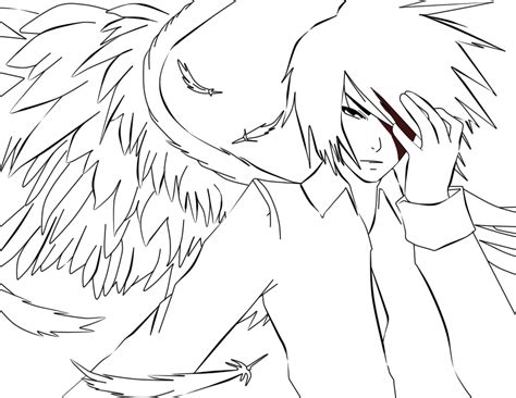 White Anime Angel Lineart By Thebl On Deviantart