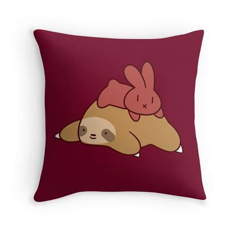 Sloth And Bunny Throw Pillow By Saradaboru Bunny Sloth Pillows