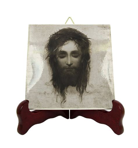 Holy Face Of Jesus Religious Icon On Tile Holy Shroud Etsy