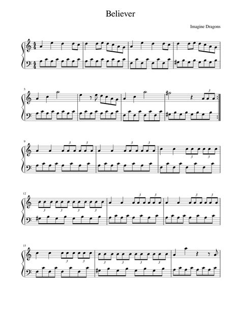 Believer Imagine Dragons Easy Piano Sheet Music For Piano Solo