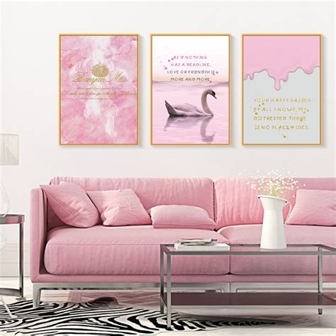 Pink Canvas Wall Decorative Painting Show Love Quotes Posters And