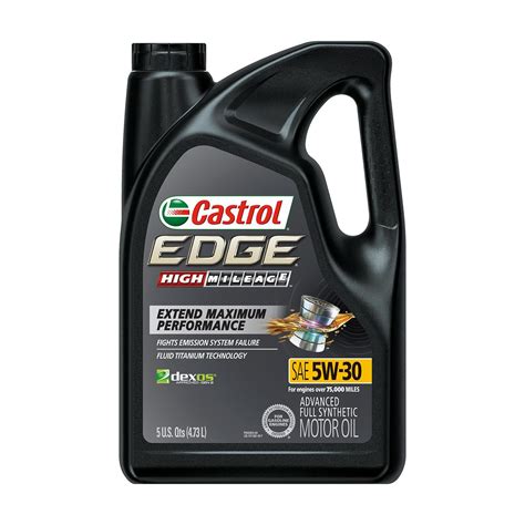 Castrol Edge High Mileage 5w 30 Full Synthetic Engine Oil 5 Quart