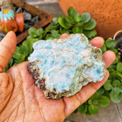 236g Rough Larimar Stone Raw Larimar Larimar Crystal Geode Etsy