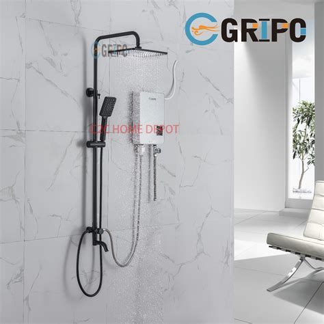 Gripo New High End 304 Stainless 4 Way Shower Set Matte Black For Single Point Water Heater