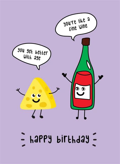 Cheese And Wine Happy Birthday By Laura Lonsdale Designs Cardly