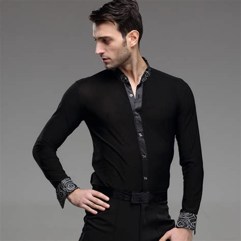 Print Mens Latin Shirts Dance Top Mens Ballroom Dancewear Men S Latin Dance Costumes Stage