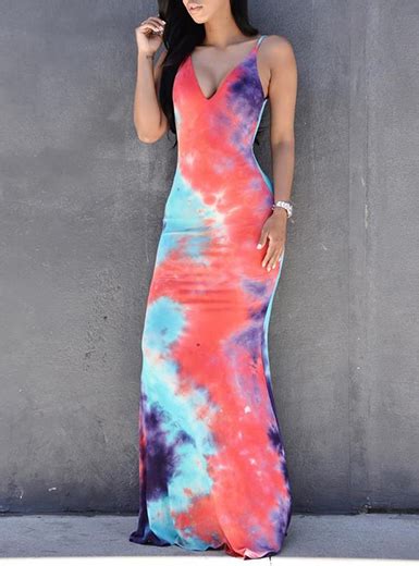 Womens Multicolored Tie Dyed Maxi Dress Multicolor