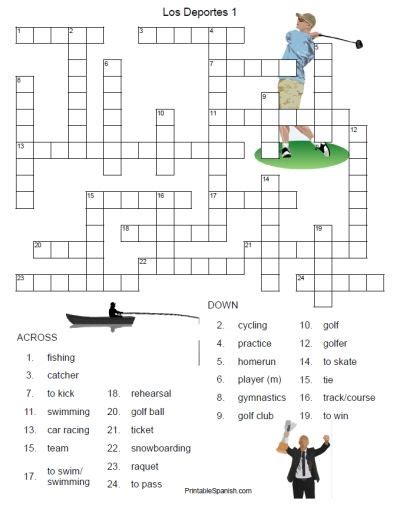 Printable Spanish Freebie Of The Day Los Deportes Crossword Puzzle 1