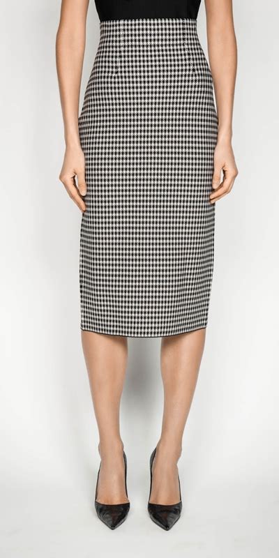 Houndstooth Milano Knit Midi Pencil Skirt Buy Knitwear Online Cue
