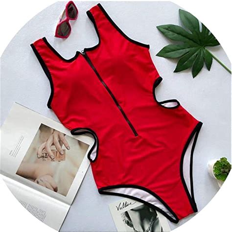 piiuiy yuik women zipper bathing suit hollow out monokini swimwear v neck beach bikini push up