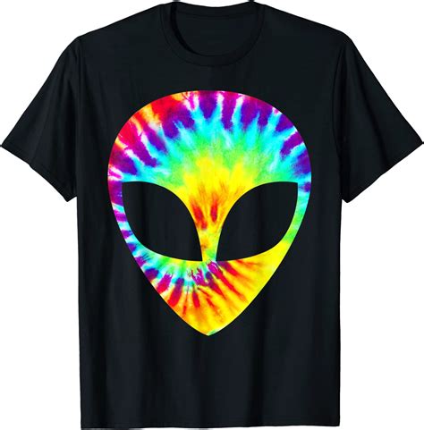 Tie Dye Alien Kopf Hippie Rave Trippy T Shirt Amazonde Fashion