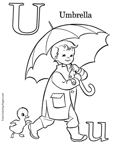 Alphabet Coloring Pages U Is For Umbrella