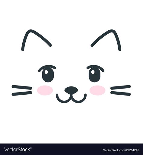 Cute Cat Face Icon Isolated On White Royalty Free Vector