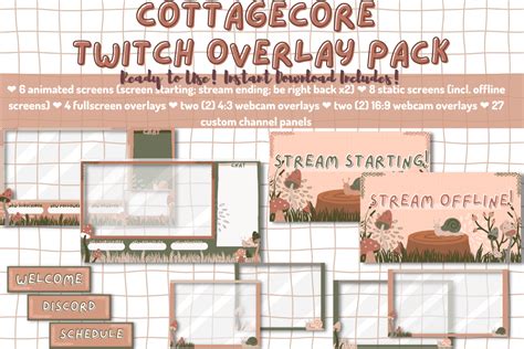 Cottagecore Twitch Stream Overlay Pack Gráfico Por Tiffawas Artisms