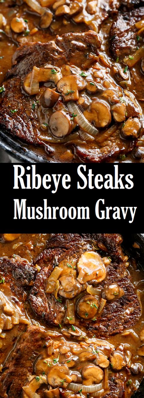 In the same skillet, saute onion and mushrooms until tender. Ribeye Steaks With Mushroom Gravy - Easy in 2020 (With ...