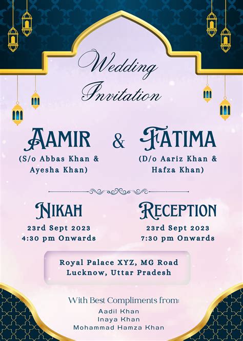 muslim wedding card create muslim wedding invitation shaadi vibes