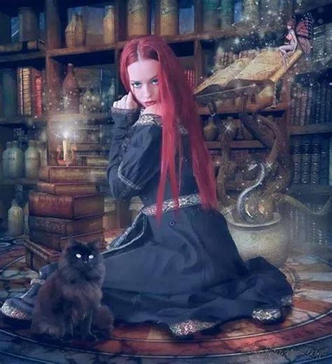 Woman Girl Magic Spells Dark Fantasy Black Cat Book Witch Fantasy World Fantasy Art