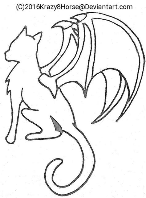 Cat With Dragon Wings Basecoloring Page By Krazy8horse On Deviantart