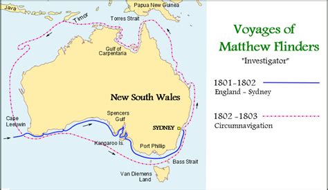 Map Of The Voyages Of Matthew Flinders In The Investigator