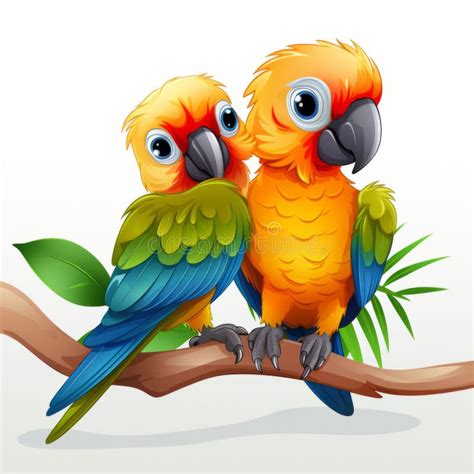 Cartoon Parrots Collection Parrot Wild Animal Birds Set Stock Vector