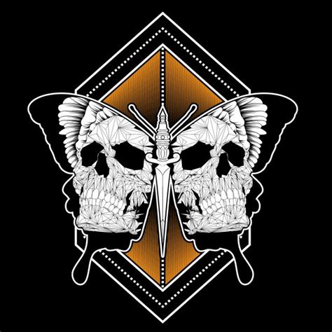 Download Butterfly Skull And Dagger Tattoo, Tattoo, Illustration ...