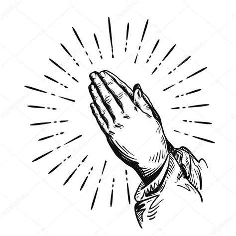 sketch of prayer hands prayer sketch praying hands vector illustration isolated on white