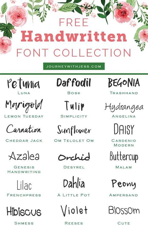 Free Font Collection Handwritten Fonts — Journey With Jess