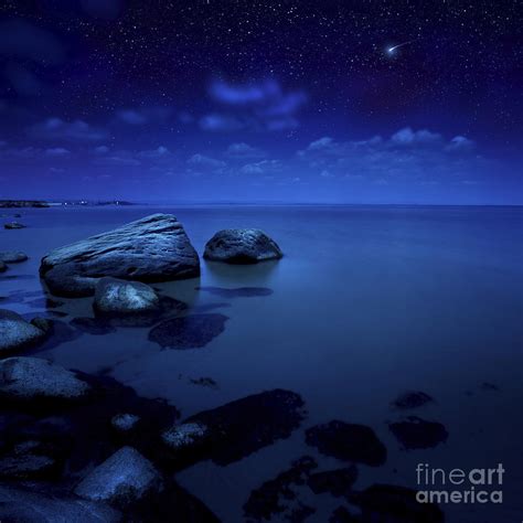 Nighttime Photo Of Sea And Starry Sky Photograph By Evgeny Kuklev