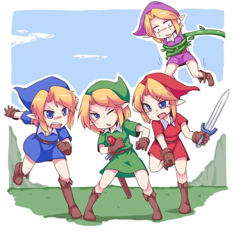 The Legend Of Zelda Four Swords Artwork By Silver Bell Vio Nyuuuu The