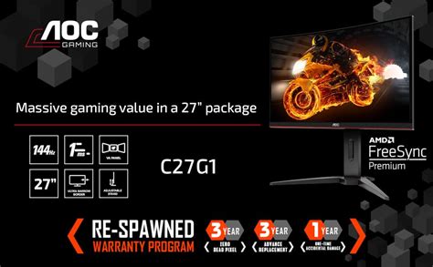Aoc C27g1 27 Curved Frameless Gaming Monitor Fhd 1080p