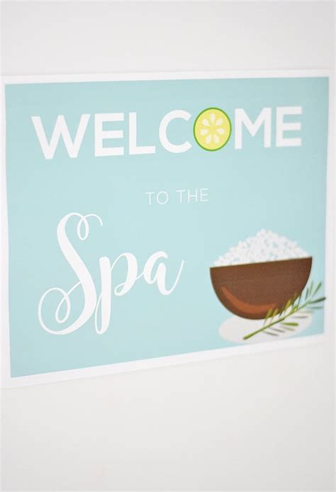 Spa Party Printable Welcome To The Spa 85 X 11 Sign Instant