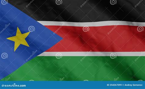 South Sudanese Flag Waving In The Wind South Sudan National Flag 3d