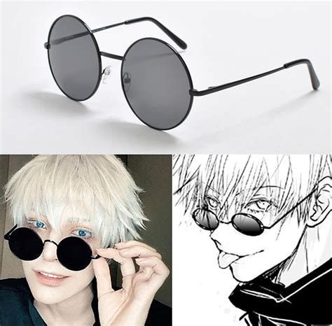 gojo satoru black glasses round lens anime cosplay etsy uk