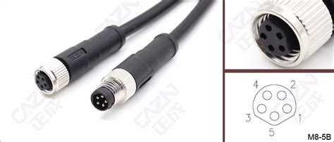 M8 M12 Female Male Angled Molded 90 Degree Cable Molded 5pin Circular