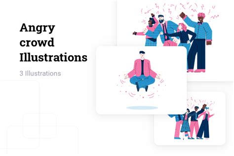 Premium Angry Crowd Illustration Pack From People Illustrations