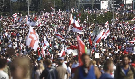 Tens Of Thousands Of Protesters Gather In Capital Of Belarus For Fourth