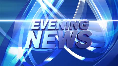 Animation text Evening News and news intro graphic with lines and circular shapes in studio ...