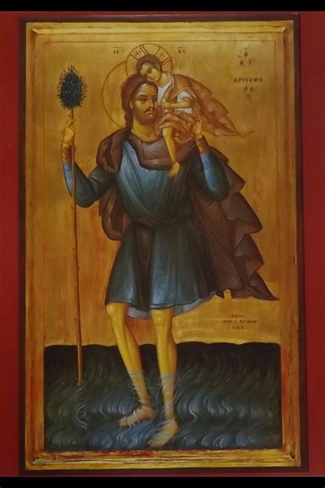 Saint christopher and the christ child romanian byzantine icon, handmade original painting, st christopher patron st of travel. Pin on Icons