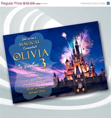 On Sale 30 Disney Castle Invitation Disney By Ticketparty