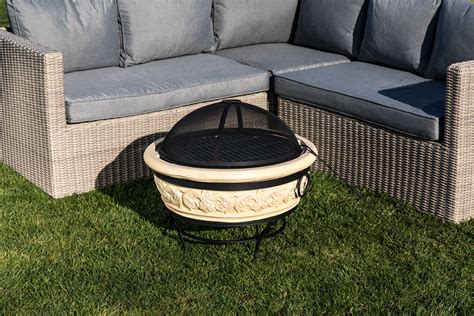 Peaktop Outdoor 27 Round Intricate Design Wood Burning Fire Pit