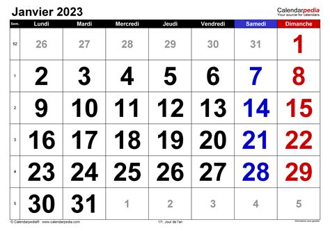 Calendrier Janvier 2023 Excel Word Et Pdf Calendarpedia