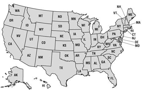 United States Map And A List Of Us States Pertaining To Printable 50