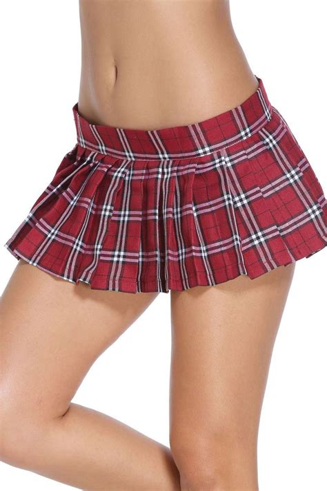 Red Schoolgirl Classic Plaid Pleated Micro Mini Skirt In 2021 Mini