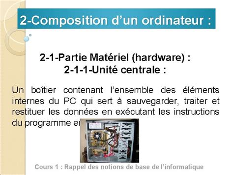 Cours 1 Notions De Base De Linformatique Niveau